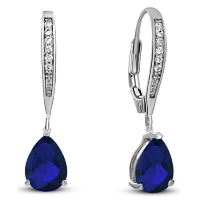 Elegant Sterling Silver Dangling Pear-Shaped Cubic Zirconia Earrings