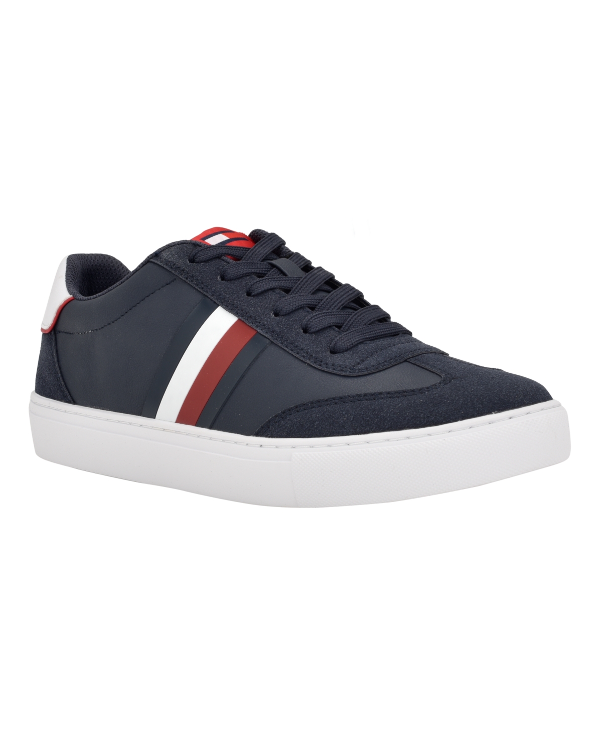 Tommy Hilfiger Men's Lauro Perforated Detail Lace Up Sneakers Men's Shoes In Light Gray/white Multi