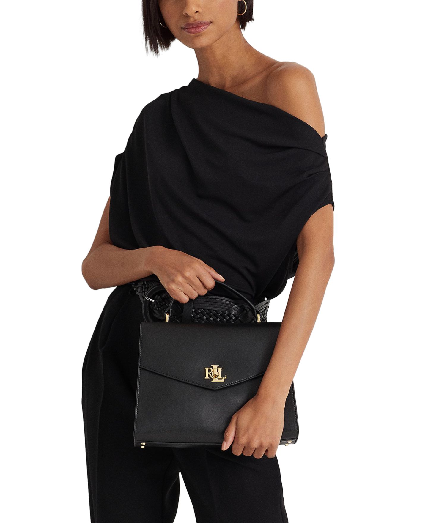 Женская сумка Lauren Ralph Lauren Farrah Medium Leather Top-Handle Satchel, цвет: Чёрный — фото 2