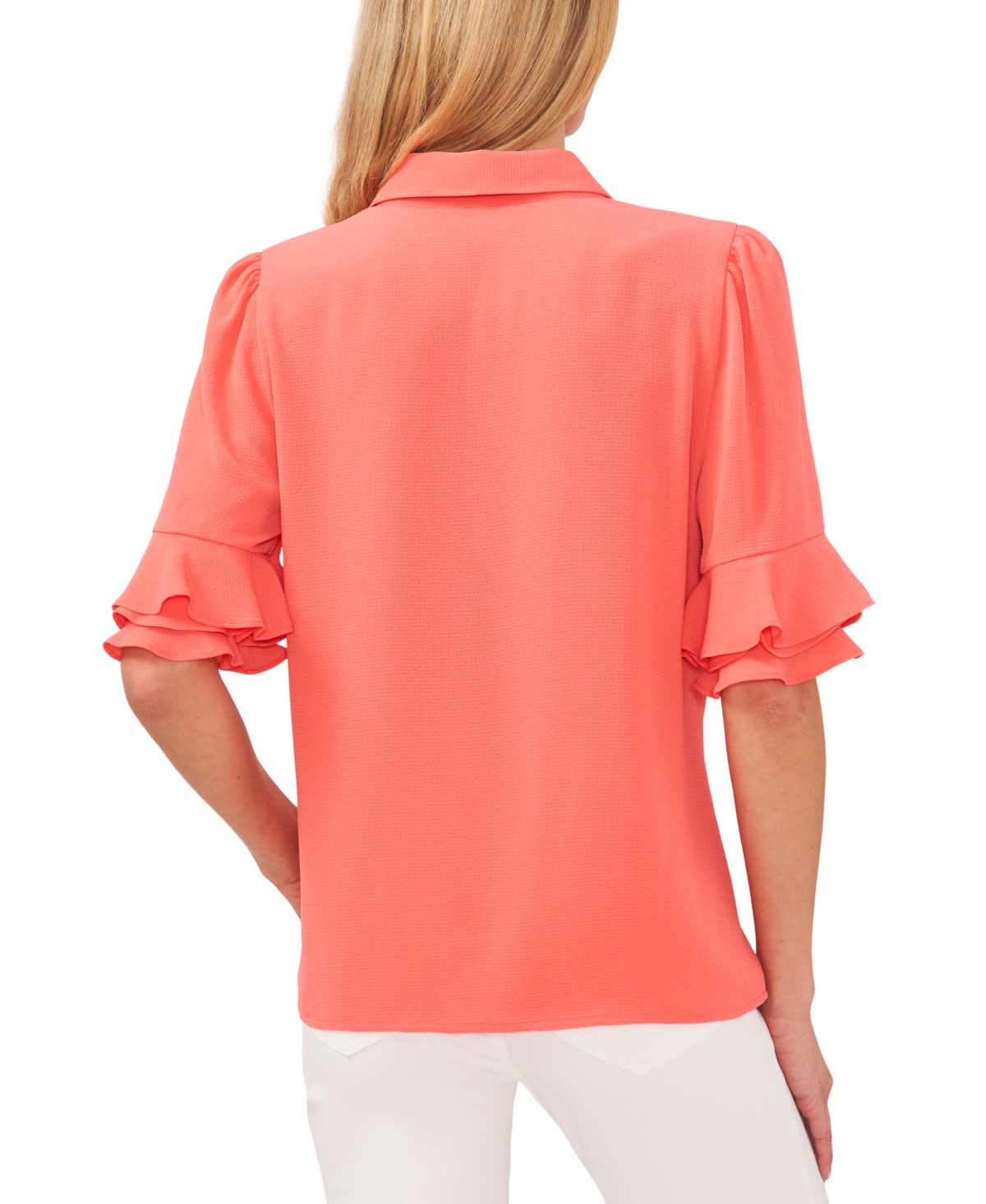 CeCe Women's Button-Front Ruffled 3/4-Sleeve Blouse