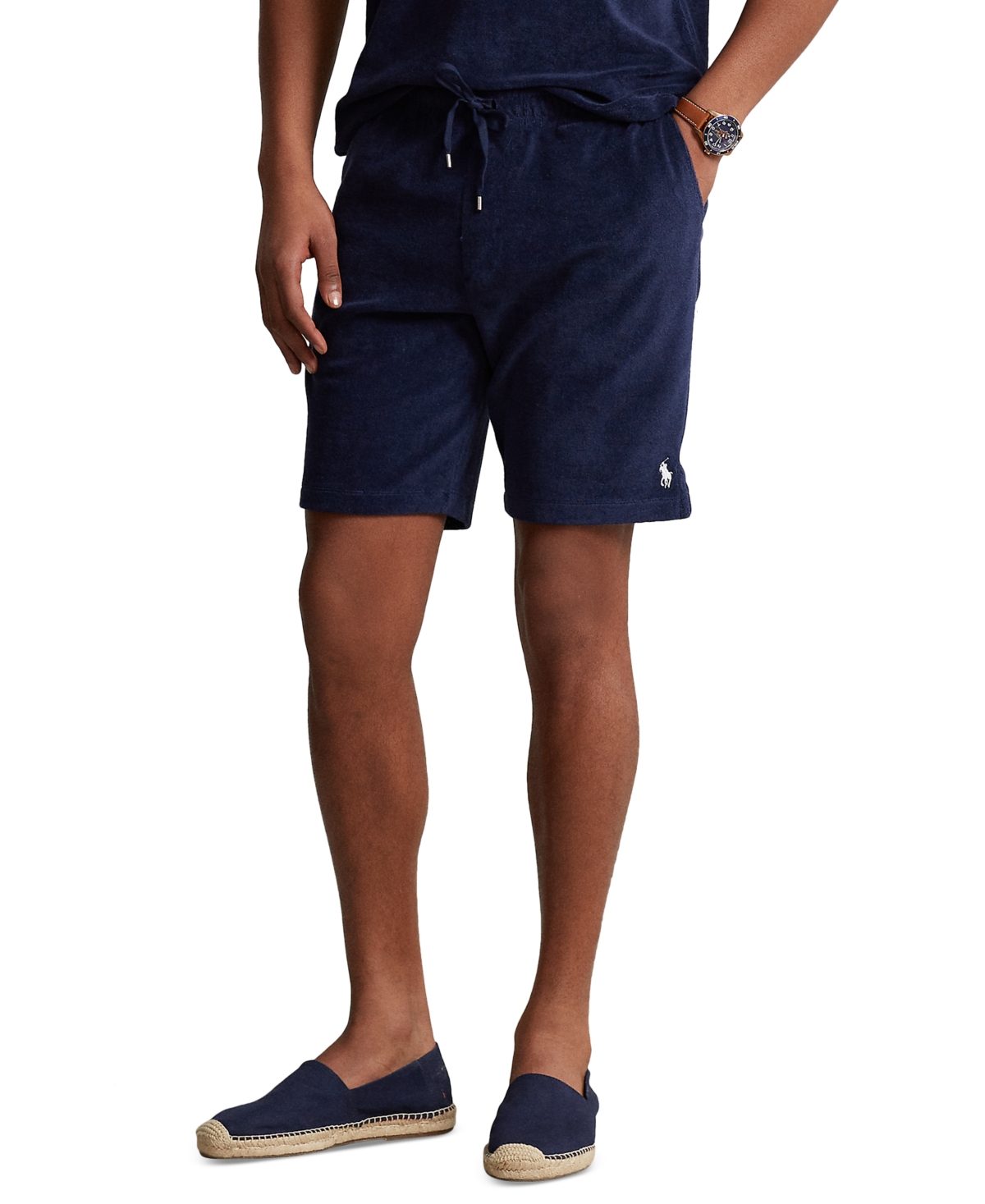 Polo Ralph Lauren Men's 7-3/4-inch Terry Drawstring Shorts In Newport Navy