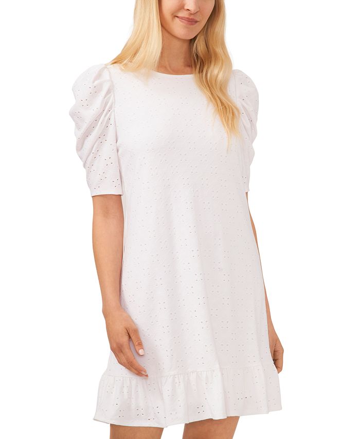 CeCe Women's Cotton Eyelet Short Puff Sleeve Midi Dress main image 0