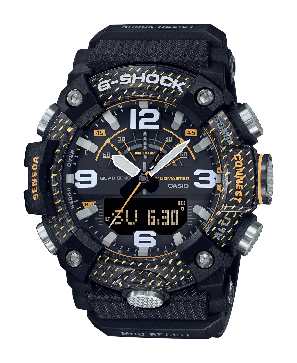 Men's Master of G Black and Yellow Resin Digital Watch 51.3mm, GGB100Y-1A - Black