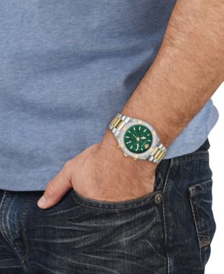 Versace Men's Swiss Chronograph V-Sporty Greca Two-Tone Stainless