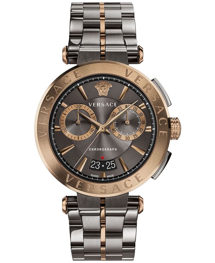 Versace Men's Swiss Chronograph Aion Two Tone Bracelet Watch 45mm
