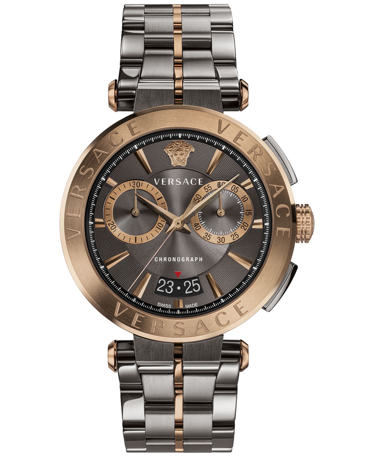 Shop Versace Men's Swiss Chronograph Aion Two Tone Bracelet Watch 45mm