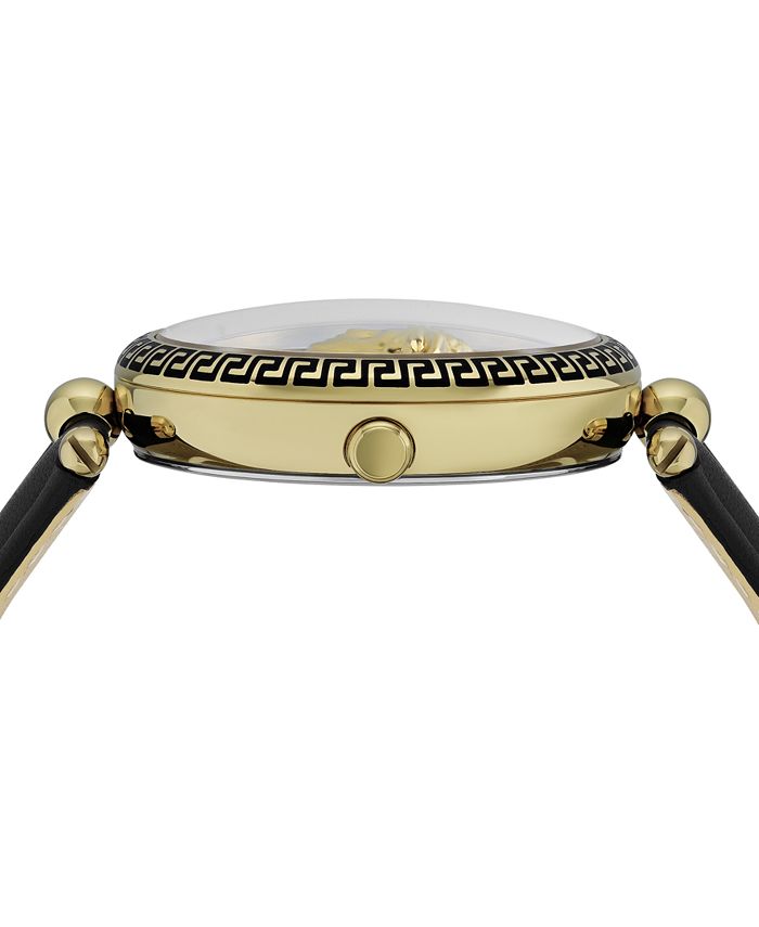 Versace Women's Palazzo Empire Black Leather Strap Watch 39mm Macy's