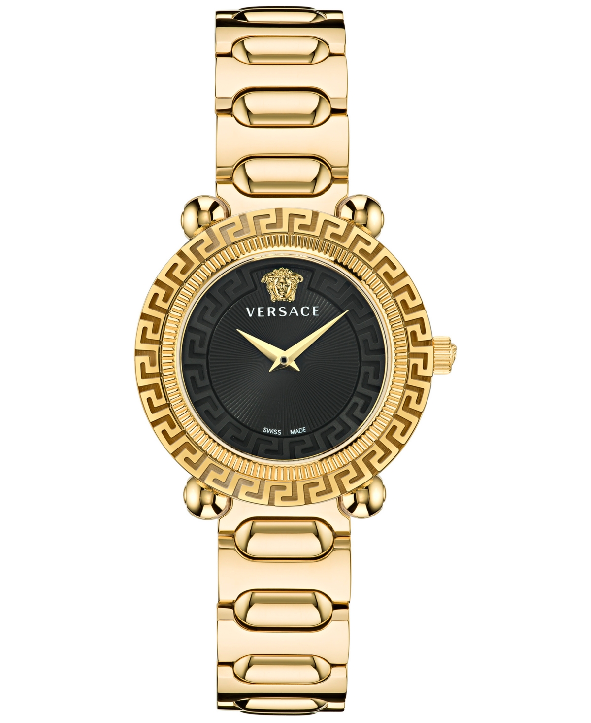 Shop Versace Women's Swiss Greca Twist Gold Ion Plated Bracelet Watch 35mm In Ip Yellow Gold
