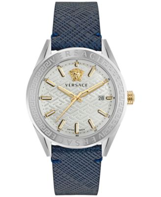 Versace - Men's Swiss V-Code Blue Leather Strap Watch 42mm