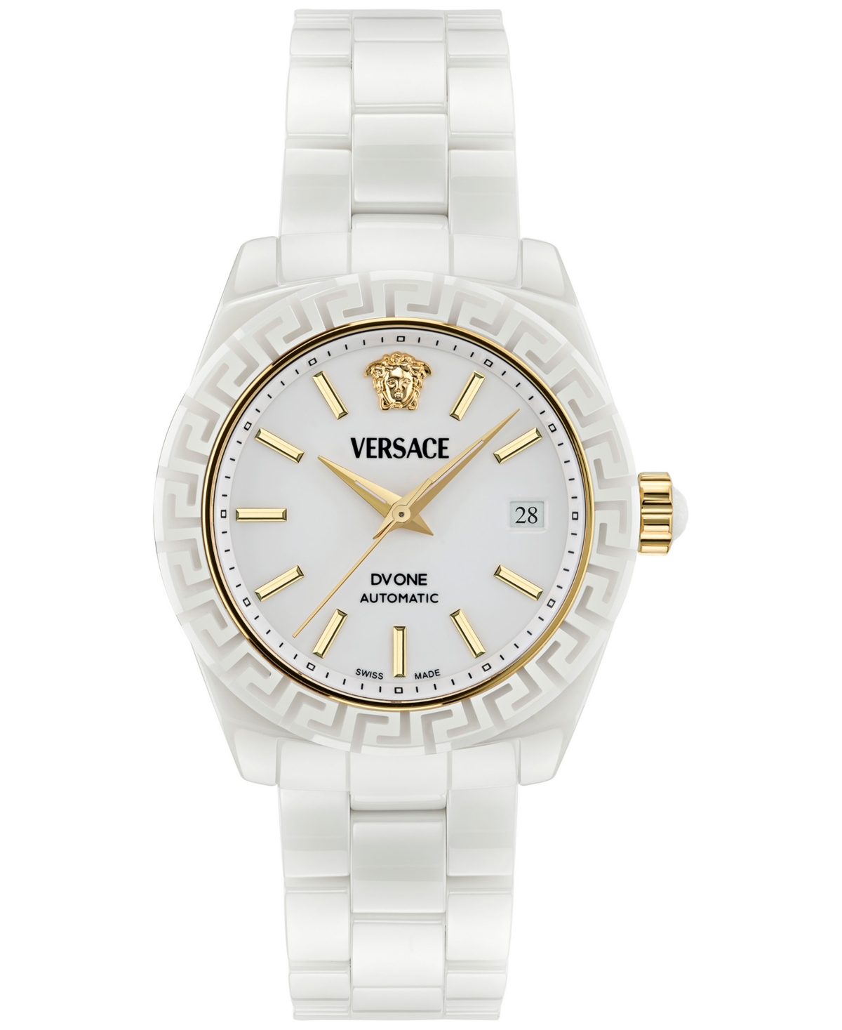 Shop Versace Women's Swiss Automatic Dv One White Ceramic Bracelet Watch 40mm