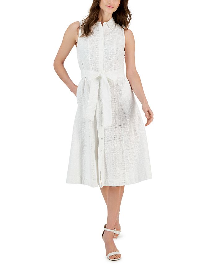 Calvin klein eyelet fit & flare midi dress deals