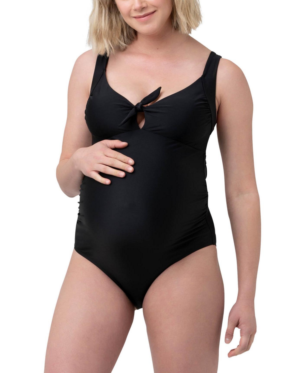 Maternity Tie Front One Piece - Black