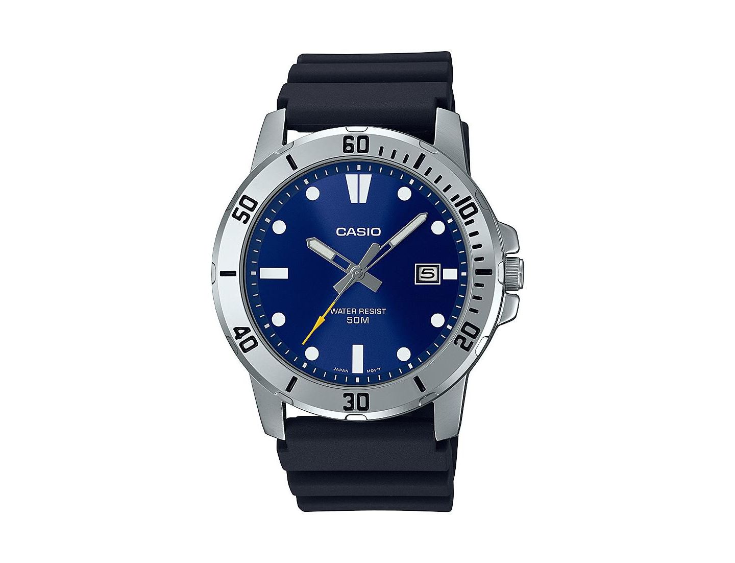 Мужские часы Casio Three-Hand Black Resin Watch 45mm, MTPVD01-2EV — фото 1