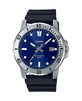 Men's Three-Hand Black Resin Watch 45mm, MTPVD01-2EV