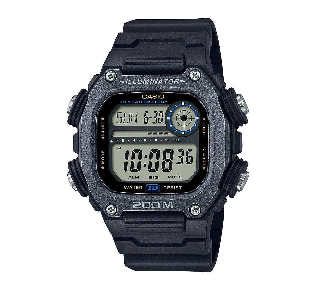 Men's Digital Black Resin Watch 50.4mm, DW291HX-1AV - Black