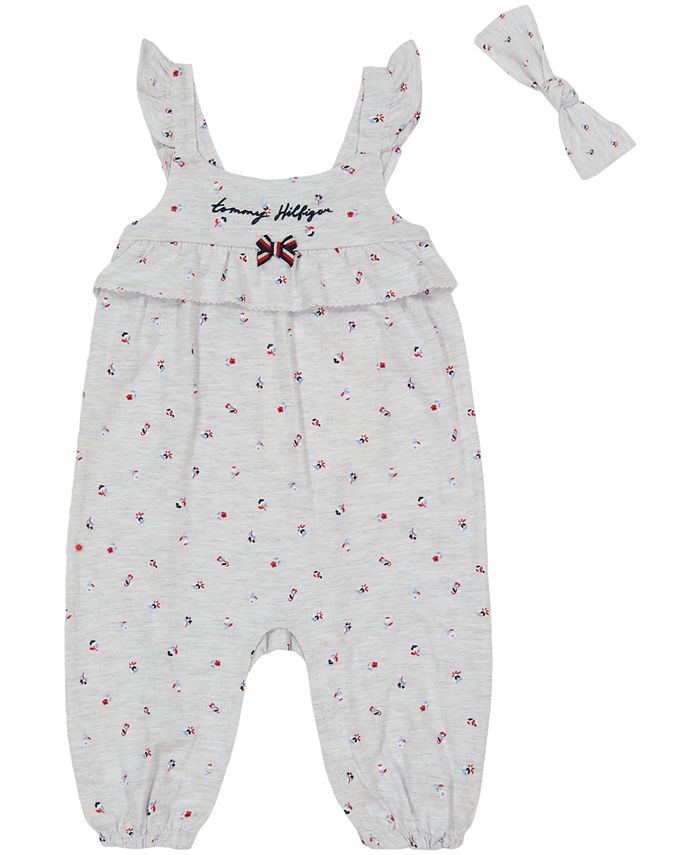 Medieval pelota Primer ministro Tommy Hilfiger Baby Girls Floral Jumpsuit and Headband, 2 Piece Set - Macy's