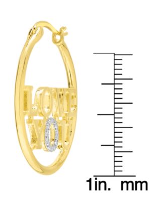 14k Gold Plated Brass Diamond Accent Love You Circle Hoop Earrings