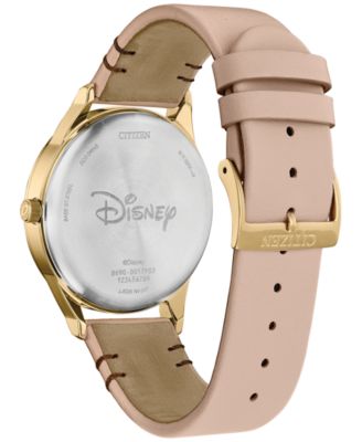 Eco-Drive Women's Disney Mickey Mouse Beige Leather Strap Watch 40mm