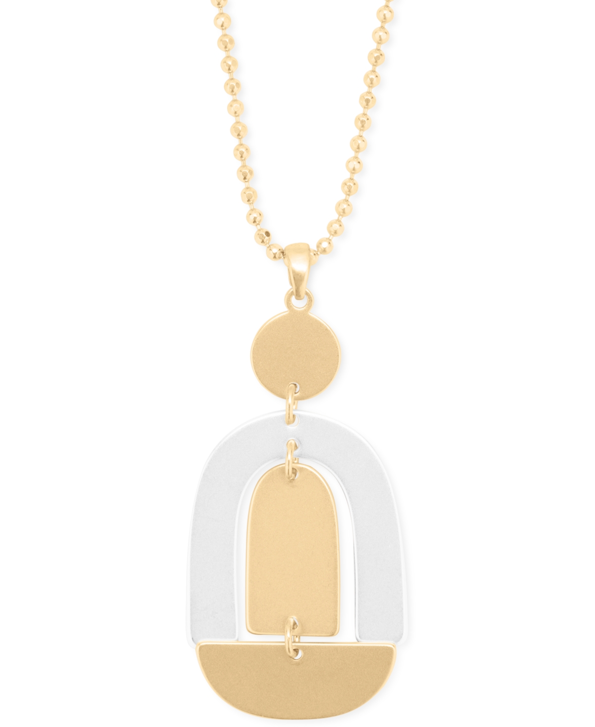 Lucky Brand Two-tone Modern Movement 30" Pendant Necklace In Yellow