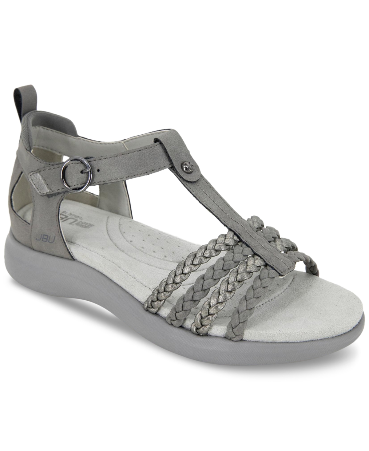 Jbu Women's Prague T-Strap Sport Sandals -gunmetal