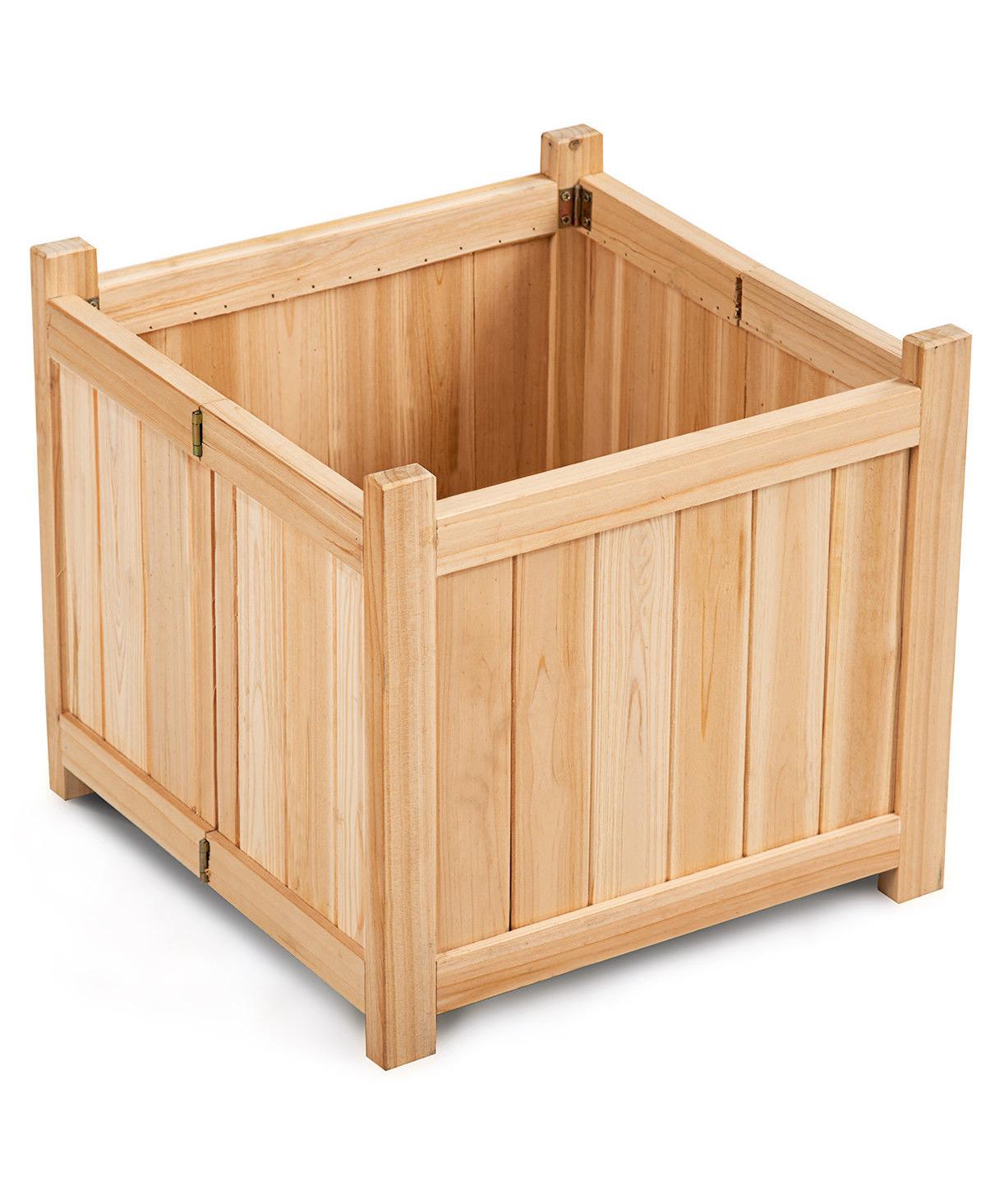 Square Wood Flower Planter Box Raised Vegetable Patio - Natural