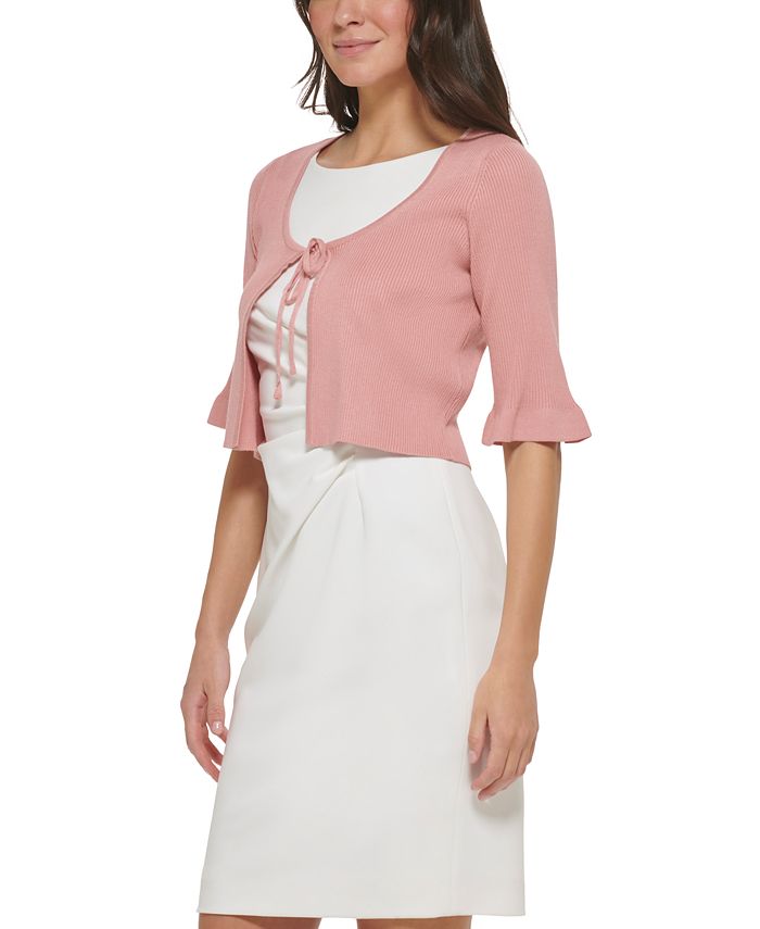 Mint Double Ruffled Cropped Sweater Shrug Vest
