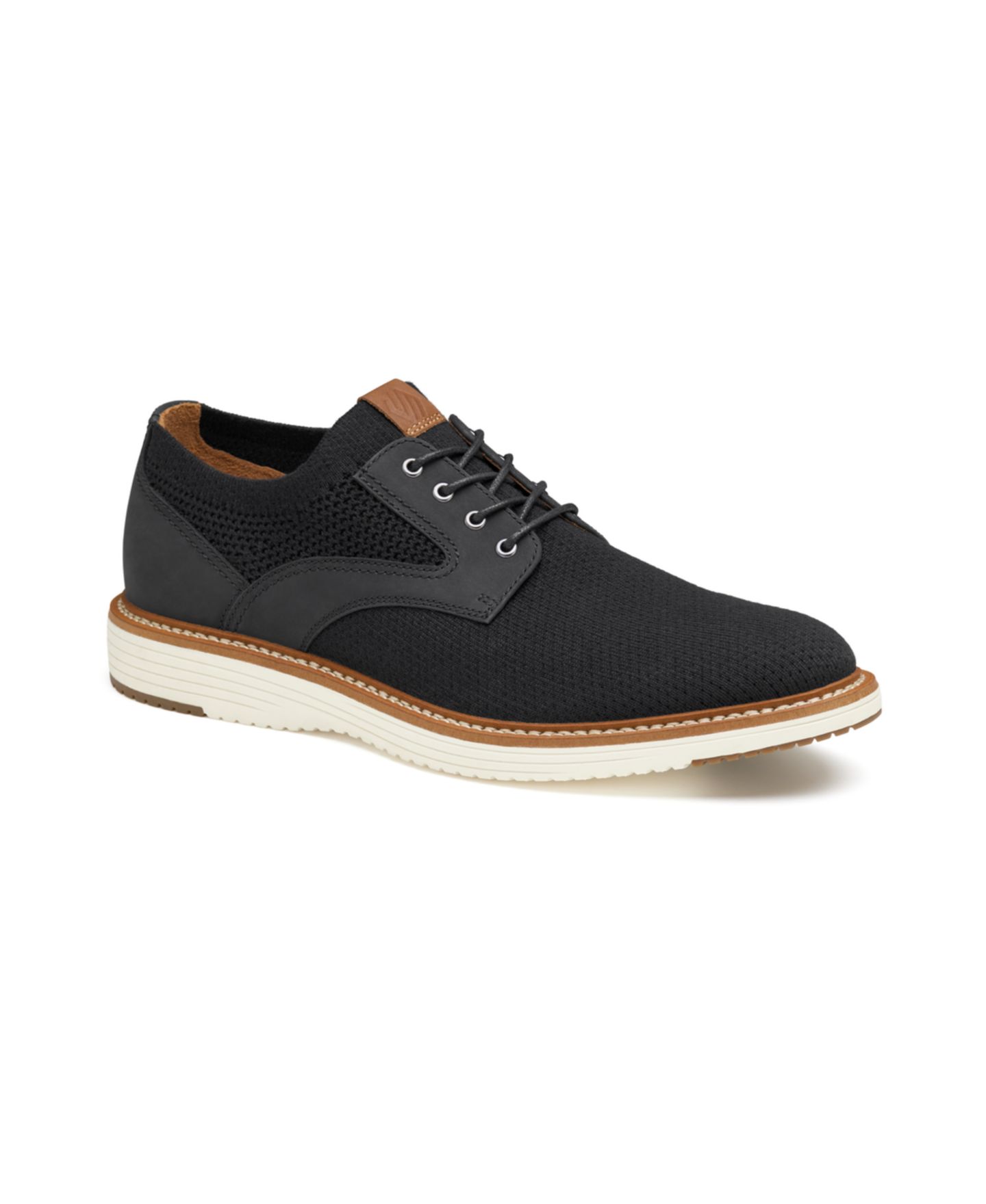 Мужские туфли Johnston & Murphy Upton Knit Plain Toe Dress Shoes, цвет: Чёрный — фото 1