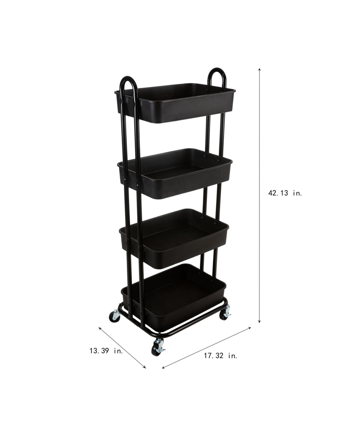 Shop Organize It All 4 Tier Rolling Multifunctional Storage Cart In Black