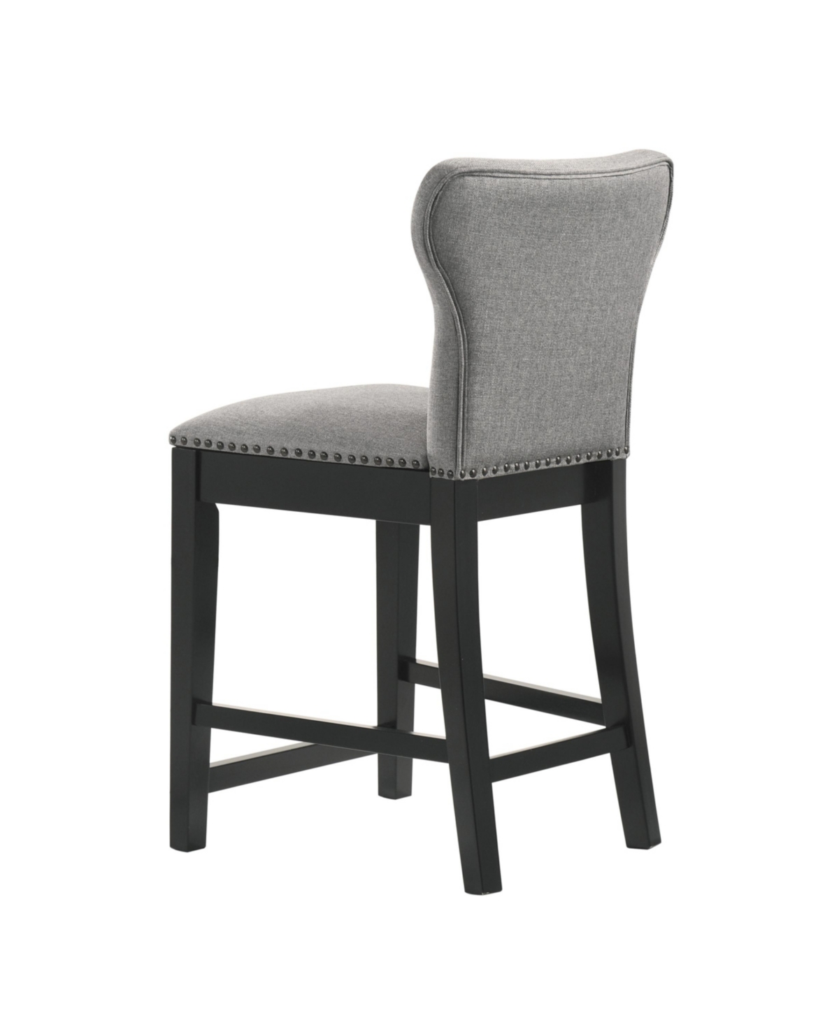 Coaster Home Furnishings 2-Piece Asian Hardwood Upholstered Solid Back Counter Height with Nail head Trim Stools Set - Black