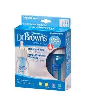Baby Dr. Brown's Standard Neck Anti-Colic Baby Bottle, 4 oz - 3-Pack