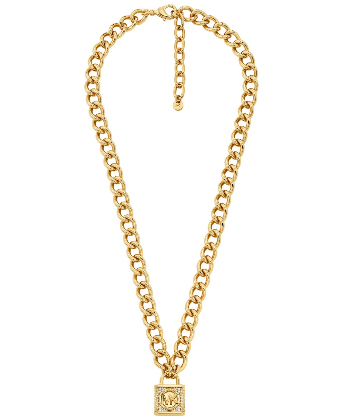 Shop Michael Kors Pave Lock Chain Necklace In Gold