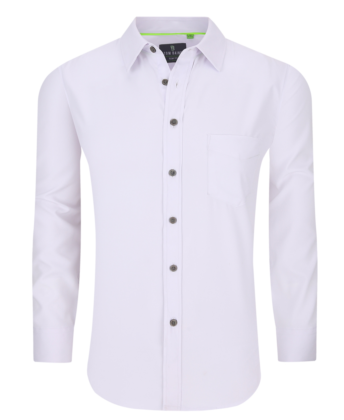 Tom Baine Men's Slim Fit Performance Long Sleeve Solid Button Down Dress Shirt