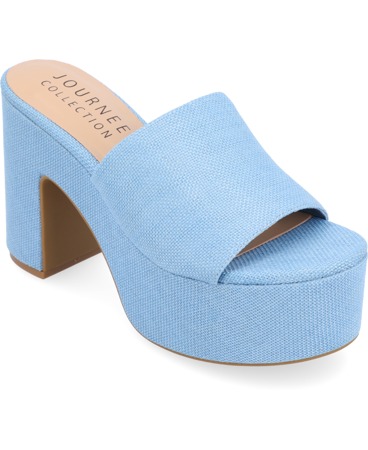 Journee Collection Women's Enyya Canvas Platform Sandals In Blue