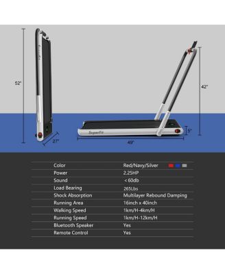 2.25HP 2-in-1 Folding Under Desk Treadmill Speaker Remote Control