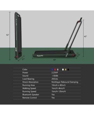 2.25HP 2-in-1 Folding Under Desk Treadmill Speaker Remote Control