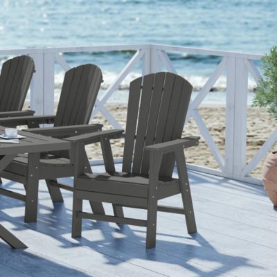 Outdoor Patio Shell-back Adirondack Dining Chair All Weather