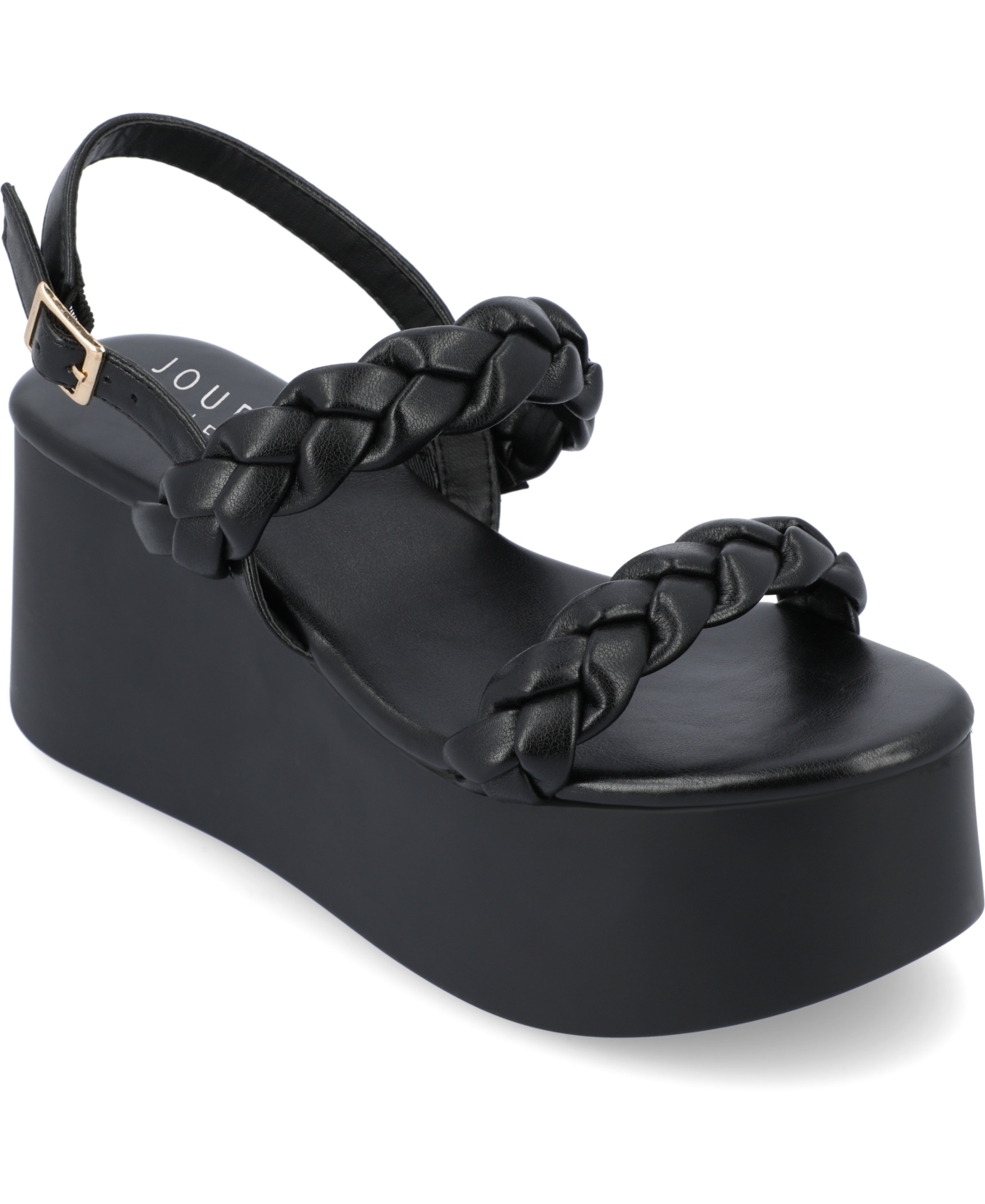 Journee Collection Zannah Braided Tru Comfort Platform Sandal In Black