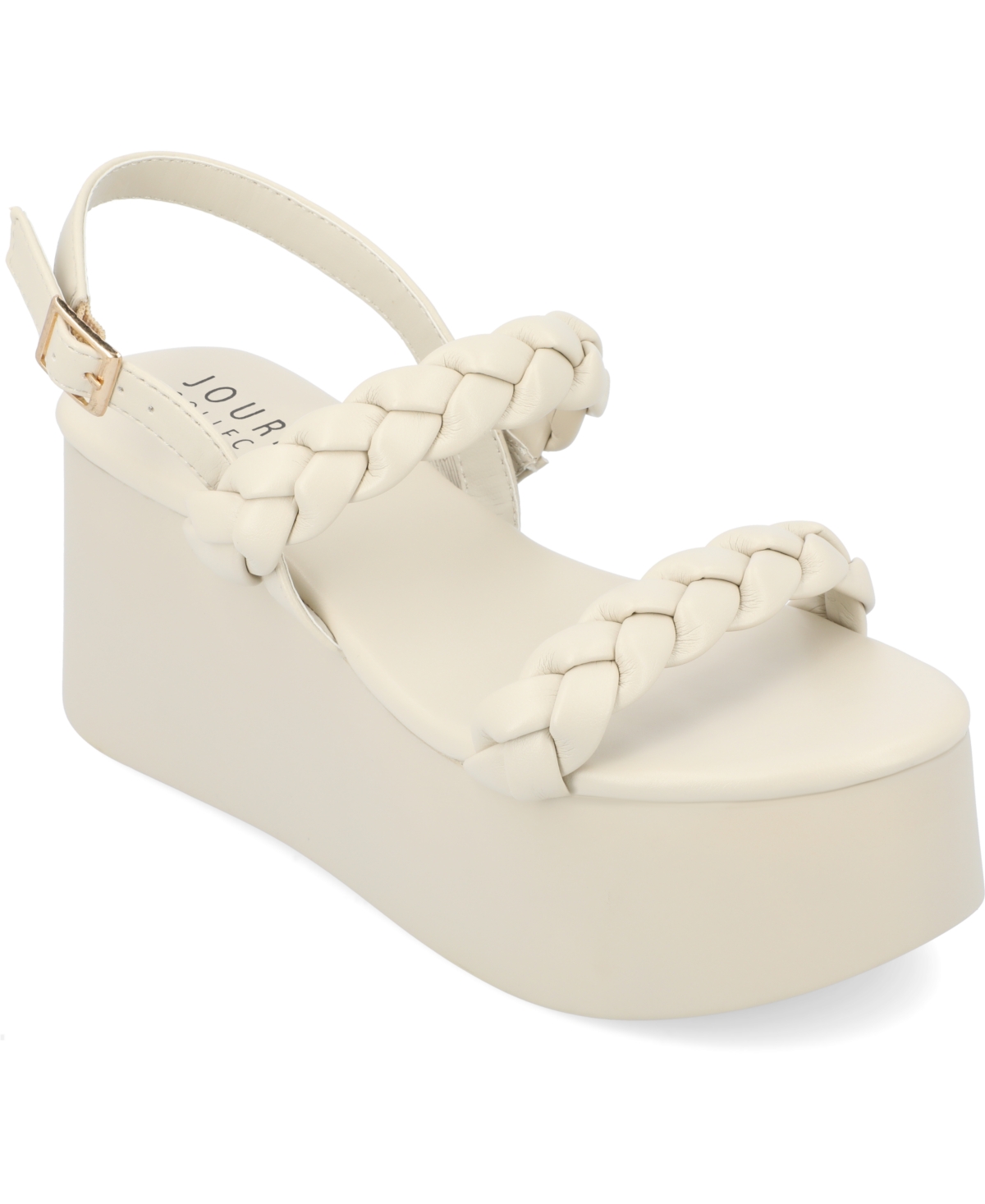 Journee Collection Zannah Braided Tru Comfort Platform Sandal In Stone