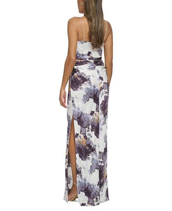 Donna Karan Women s Printed Ruched Side Sleeveless Maxi Dress Macy s