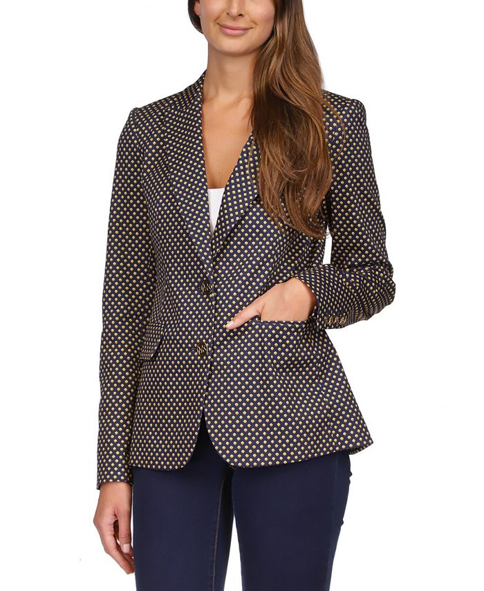 Michael Kors Women s Stud Print Fitted Two Button Blazer Macy s