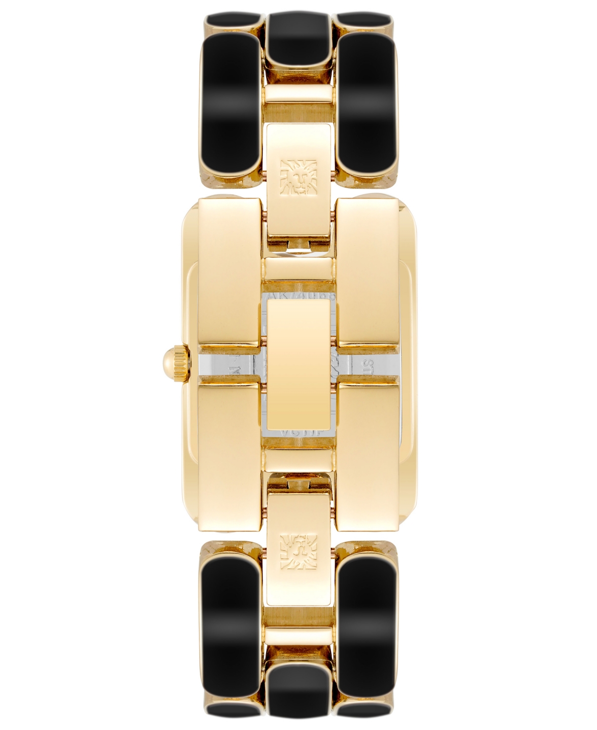 Anne Klein Women's Three Hand Gold-Tone Alloy with Black Enamel Watch, 22mm x 32mm - Gold-Tone, Black