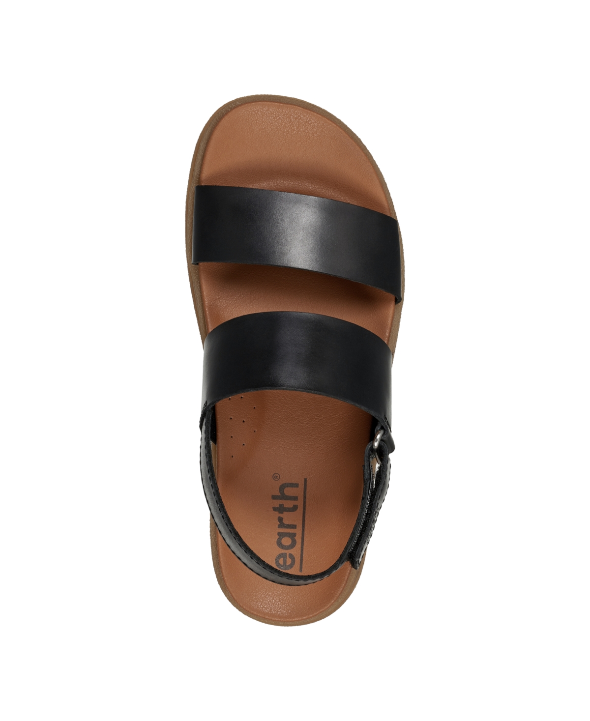 Shop Earth Women's Leah Round Toe Strappy Casual Flat Sandals In Black Leather