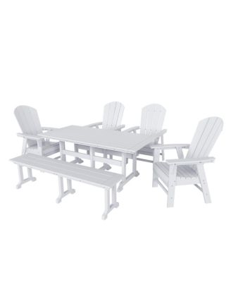 6 Piece Outdoor Patio Dining Table and Armchair Dining Bench Set