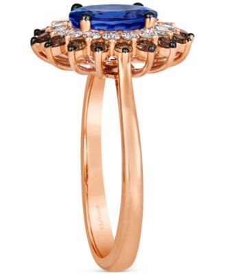Blueberry Tanzanite (1 ct. t.w.), Chocolate Diamonds (1/3 ct. t.w.) & Nude Diamonds (1/4 ct. t.w.) Statement Ring in 14k Rose Gold