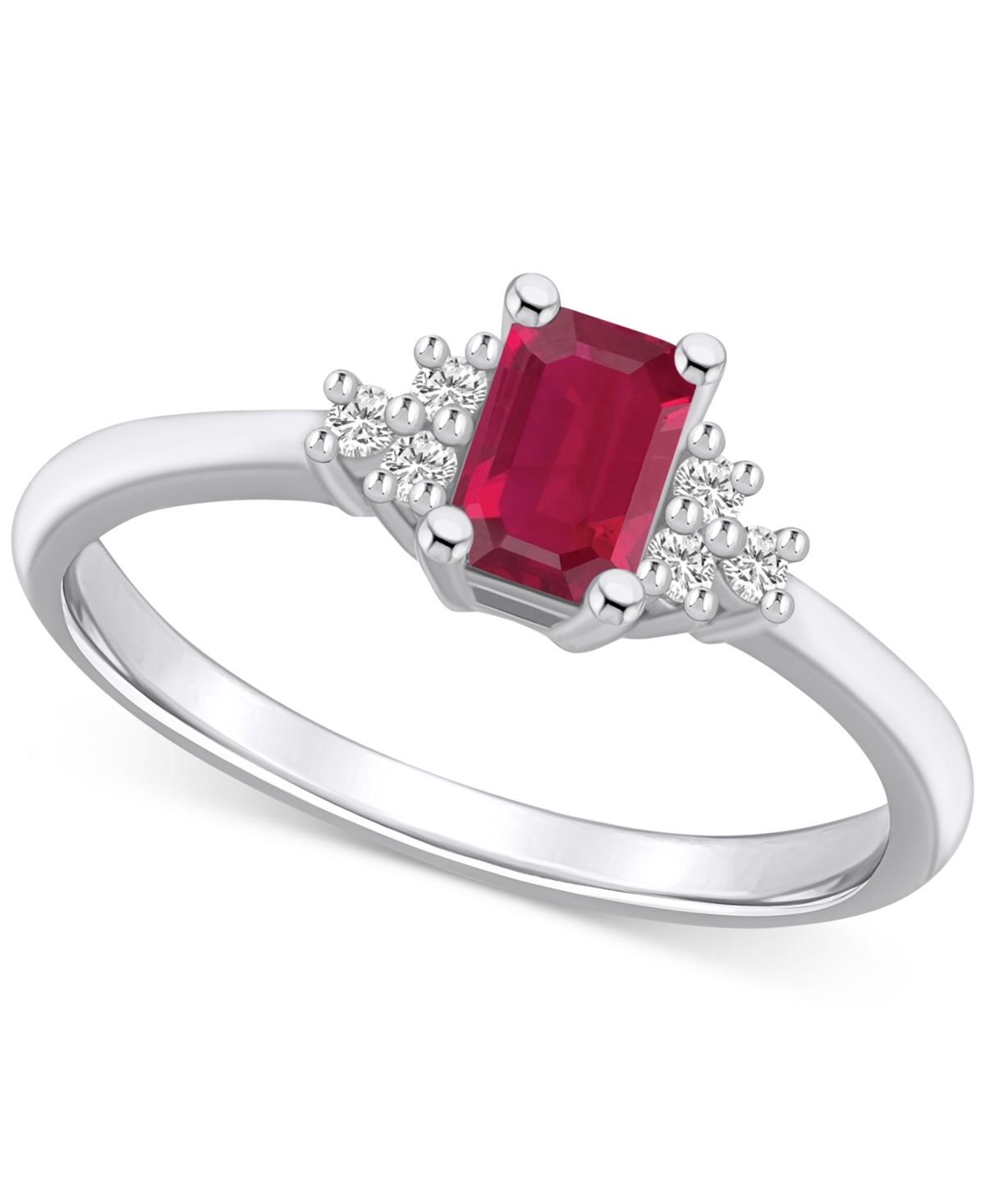 Macy's Sapphire (3/4 Ct. T.w.) & Diamond (1/10 Ct. T.w.) Ring In 14k Gold (also Available In Ruby, Emerald In Ruby/white Gold