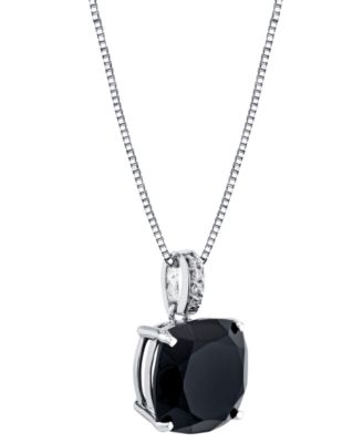 Onyx (6 1/6 ct. t.w.) & Diamond Accent Square 18" Pendant Necklace in Sterling Silver
