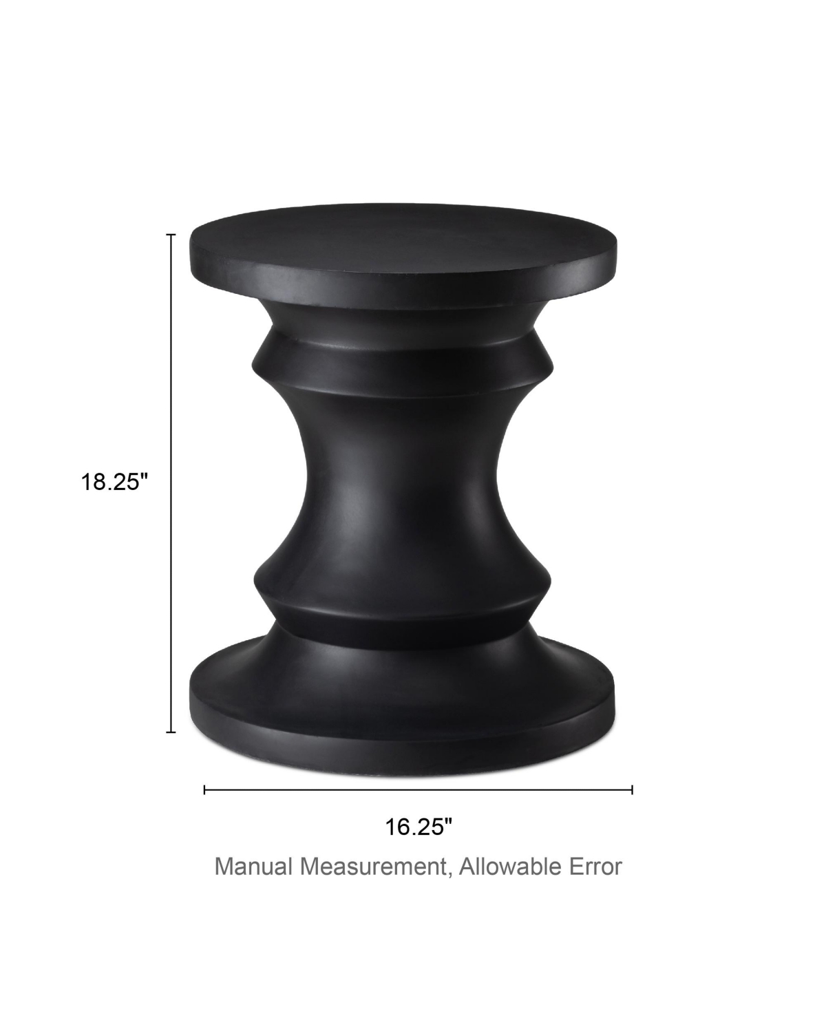 Glitzhome 18.25'' Magnesium Oxide Chess Garden Stool Or Planter Stand Or Accent Table In Black