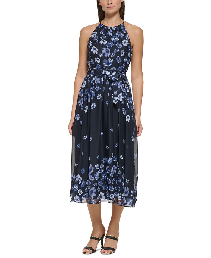 DKNY Women's FloralPrint Halter Midi Dress Macy's