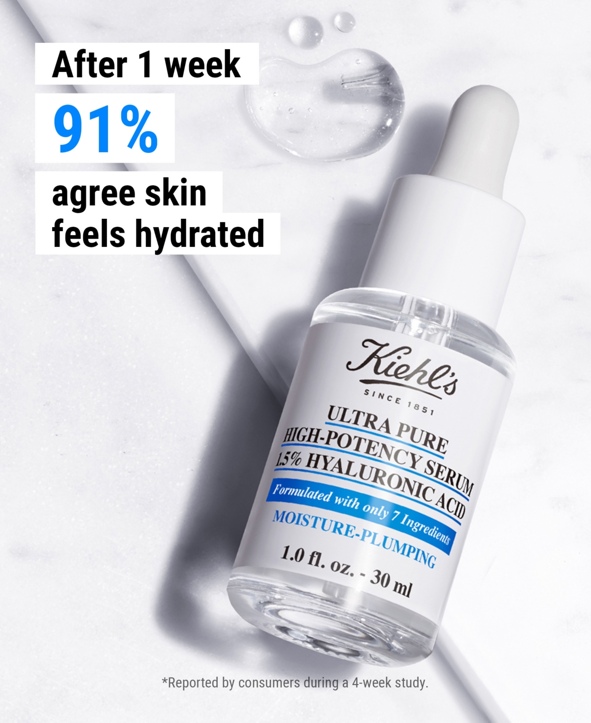 Shop Kiehl's Since 1851 Ultra Pure High-potency 1.5% Hyaluronic Acid Serum, 1 Oz. In No Color
