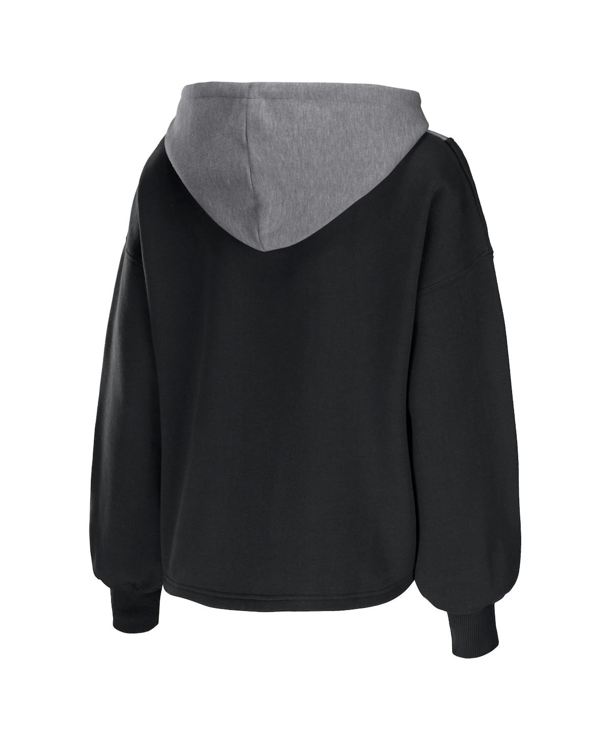 Shop Wear By Erin Andrews Women's  Black Miami Heat Pieced Quarter-zip Hoodie Jacket